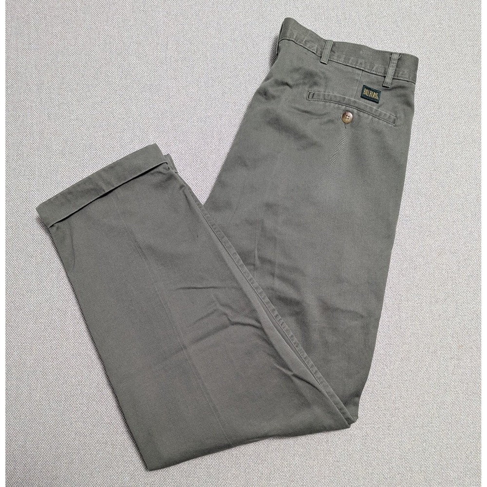 BILL BLASS Men's Olive Green 36x30 Pleated Chino Pants 100% Cotton Office Dress